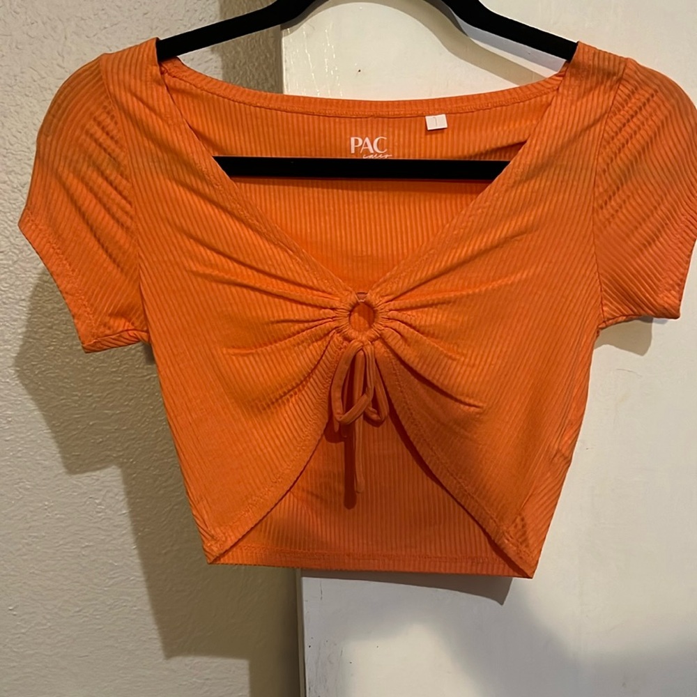 Orange cropped ring tie top